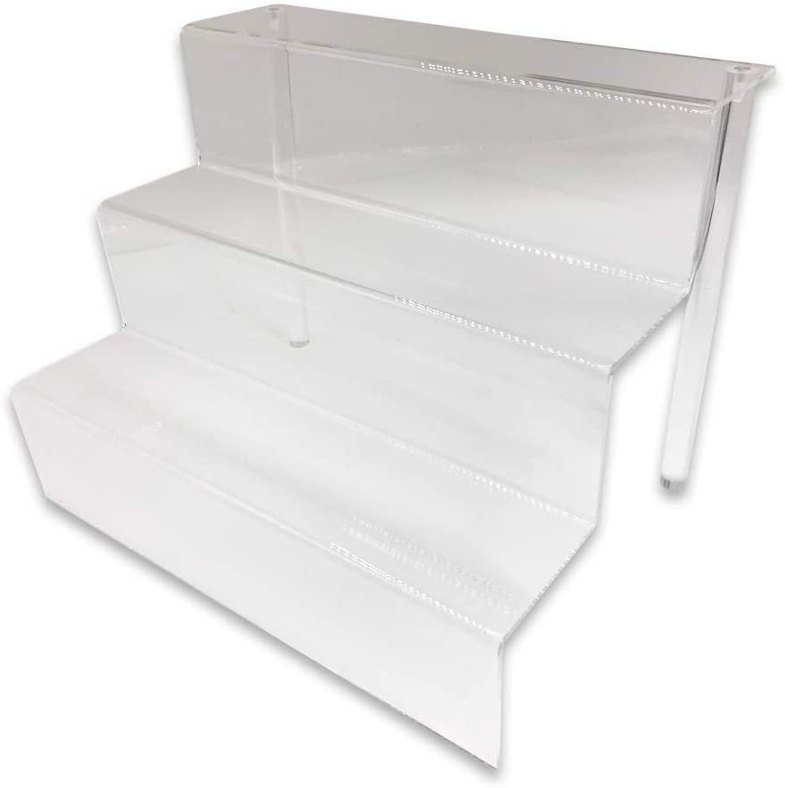 Three Tier Stepped Acrylic Riser Display – For Baked Goods, Collectibles, and more