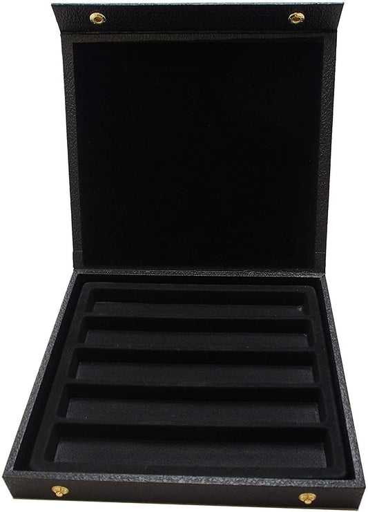 1 Qty Black Leatherette Jewelry Display Snap Case 1 1/8" Deep w/Solid Wood-Top w/ 5 Compartment Tray Insert - N'icePackaging