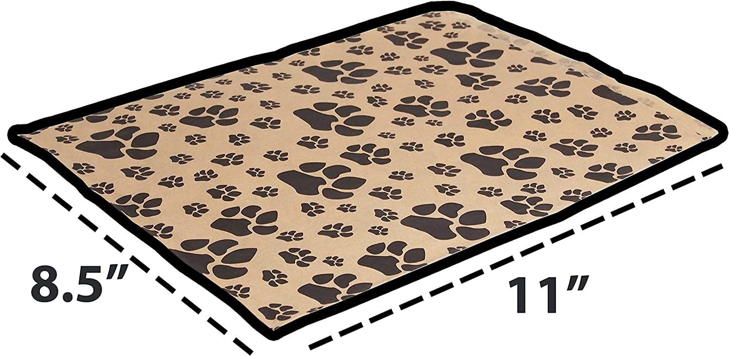 50 White or Brown Bags of Our Decorative Flat Paper Gift Bags - Paw-Print Pattern for Sales/Treats/Parties Cookies/Gifts.