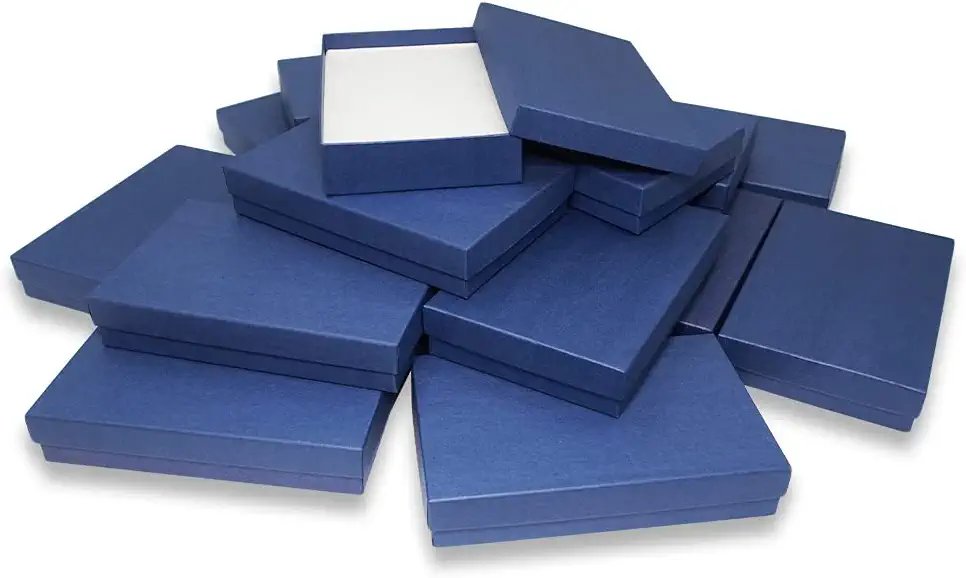 100 Qty - Dark Navy-Blue Cotton Filled Gift Boxes - Size 5 7/16" x 3 1/2" x 1" - USA Made - Holidays/Birthdays/Sales/Storage/Display/Travel - N'icePackaging