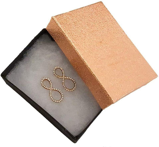 N'icePackaging - 10 Qty Rose Gold Textured Imported Cotton Filled Large Necklace Jewelry Boxes - 5 3/8" x 3 7/8" x 1"