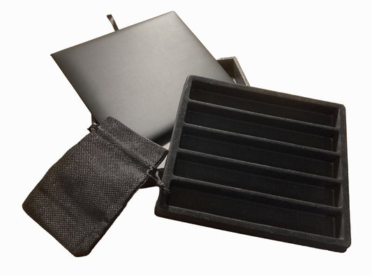 N'icePackaging - Black Leatherette Deluxe Dice Tray with Padded Insert and Colored Burlap Pouch - For RPG / Tabletop / DnD / Dice Rolling