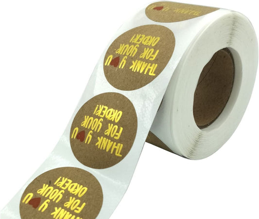N’icePackaging – 500 Qty – 1.5 inch - Thank You for Your Order - Stickers – Self-Adhesive – for Decoration/Sales/Branding/Envelopes