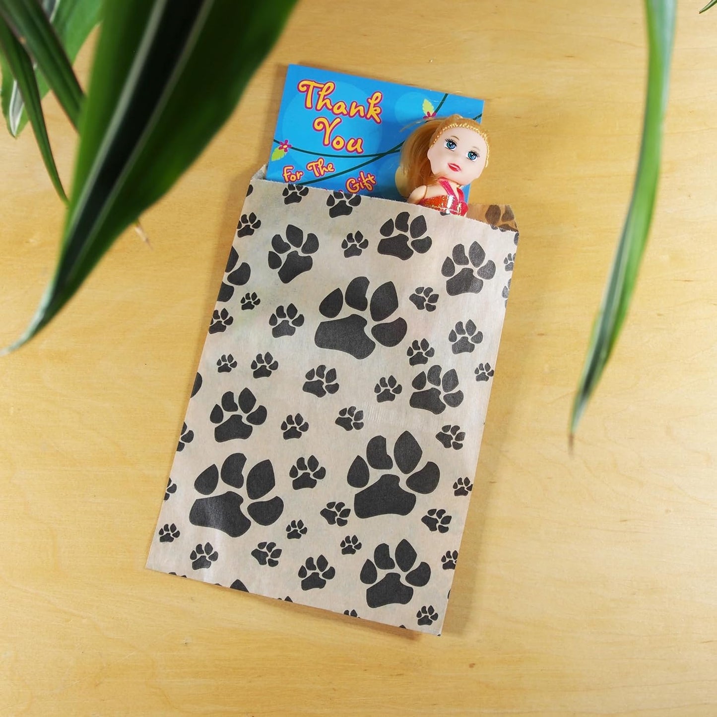 20 White or Brown Bags of our Decorative Flat Paper Gift Bags - Paw-Print Pattern for Sales/Treats/Parties Cookies/Gifts