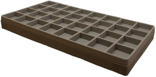 N'icePackaging - 32 Slot  (1 5/8" x 1 3/4") Flocked Storage Tray Inserts - for Merchandise Jewelry & Organization - 14 1/8" x 7 5/8" x 1/2"