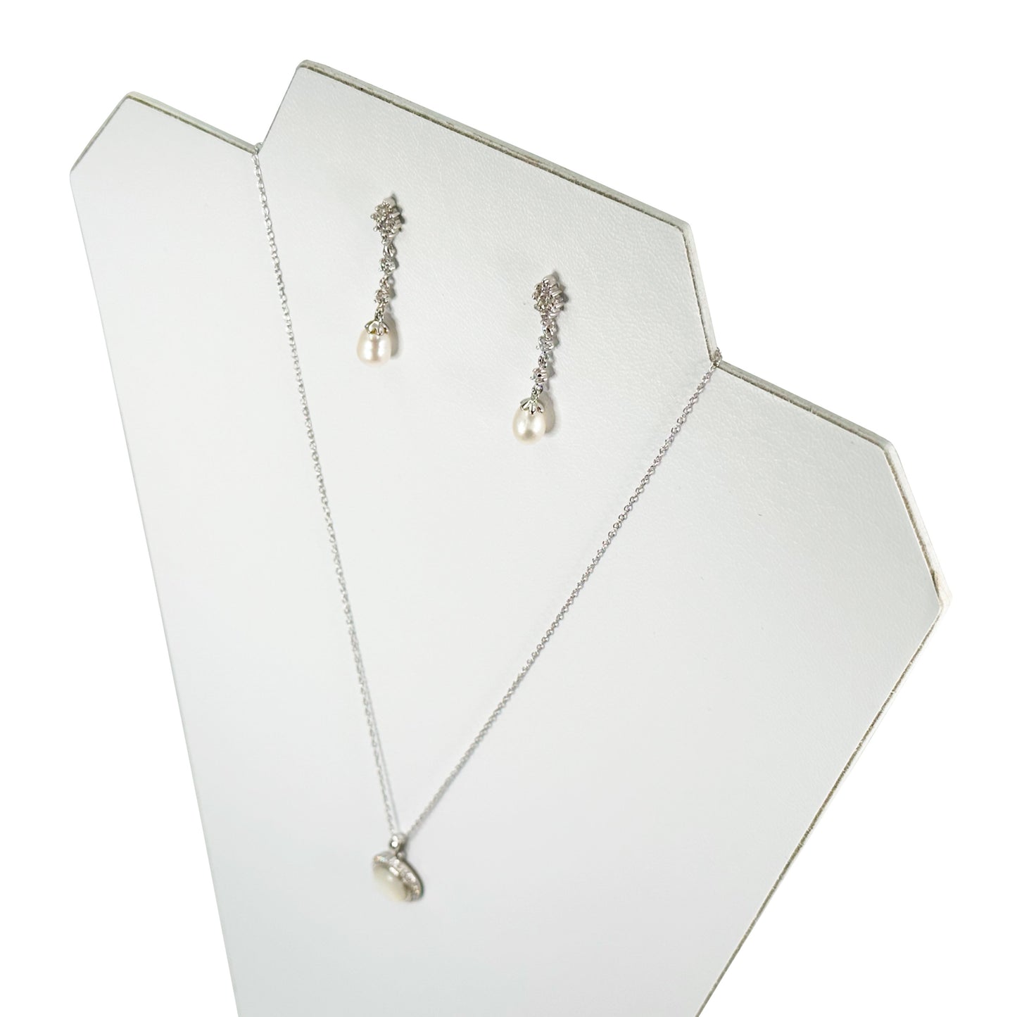 N'icePackaging - 10 Qty - Value Series 2-Notch White Leatherette Necklace Display Stand with Easel