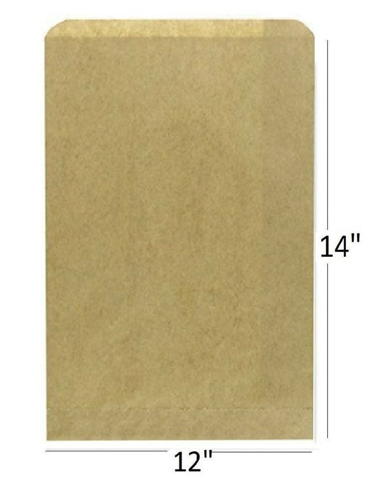 50 Flat 12" x 14" Kraft Plain Paper Bags for candy, cookies, merchandise, pens, Party favors, Gift bags