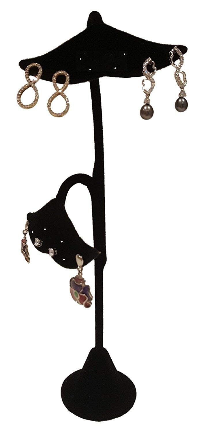 Black Velvet Multi-Pair Earring Display Stand, Showcase Display Stand for up to 8 Pairs of Earrings