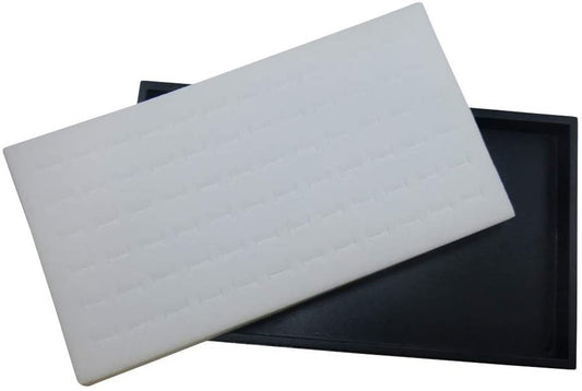 N'icePackaging 1 Qty Black Plastic Jewelry Tray w/Ethereal White 72 Ct Ring Foam Insert Companion - Full Size 14.75 x 8.38 x1