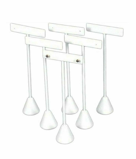 N'icePackaging - 6 Pack White 5.75" Earring T Stand Showcase Display, Earring T Shape Display.