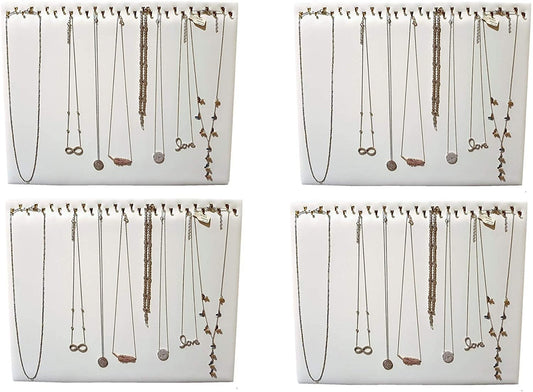 14.5" x 12"H White Leatherette Necklace Display pad with 29 Hooks and a self Standing Easel