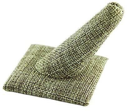 5-Pack Burlap Fabric, Single Finger (2"x2"x2.25"H) Showcase Finger Ring Display Multi-Ring Jewelry Stand