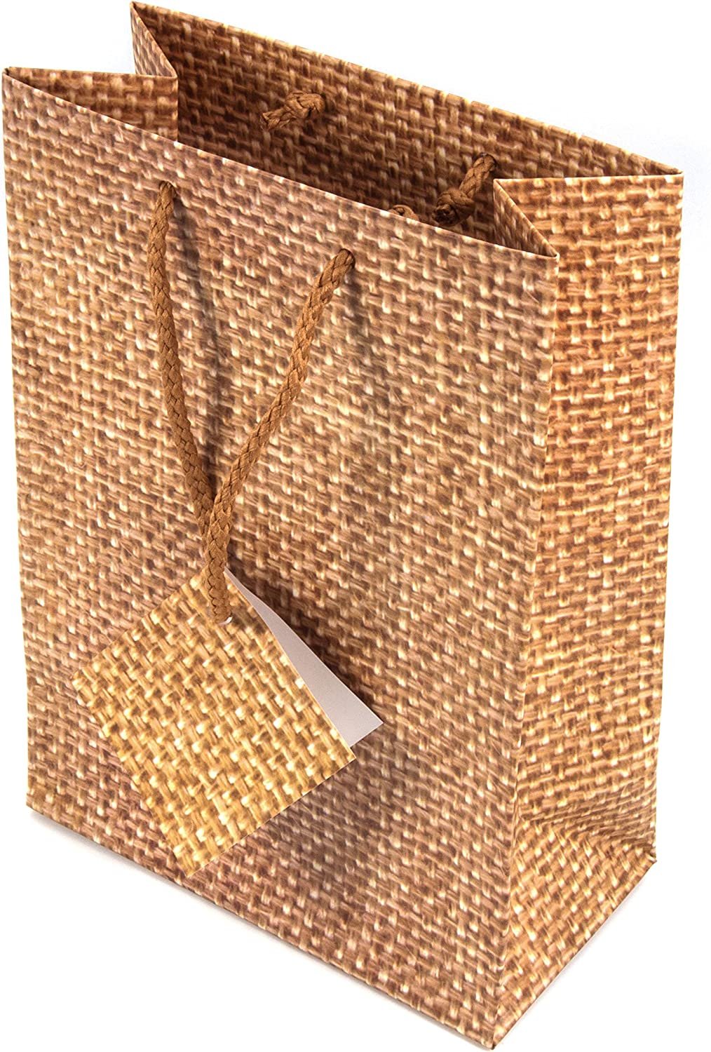 N’icePackaging – 10 Qty – Burlap Paper Tote Gift Bags – For Birthdays/Holidays/Parties/Gifts/Sales/Showers/Special Occasions – 4 Sizes