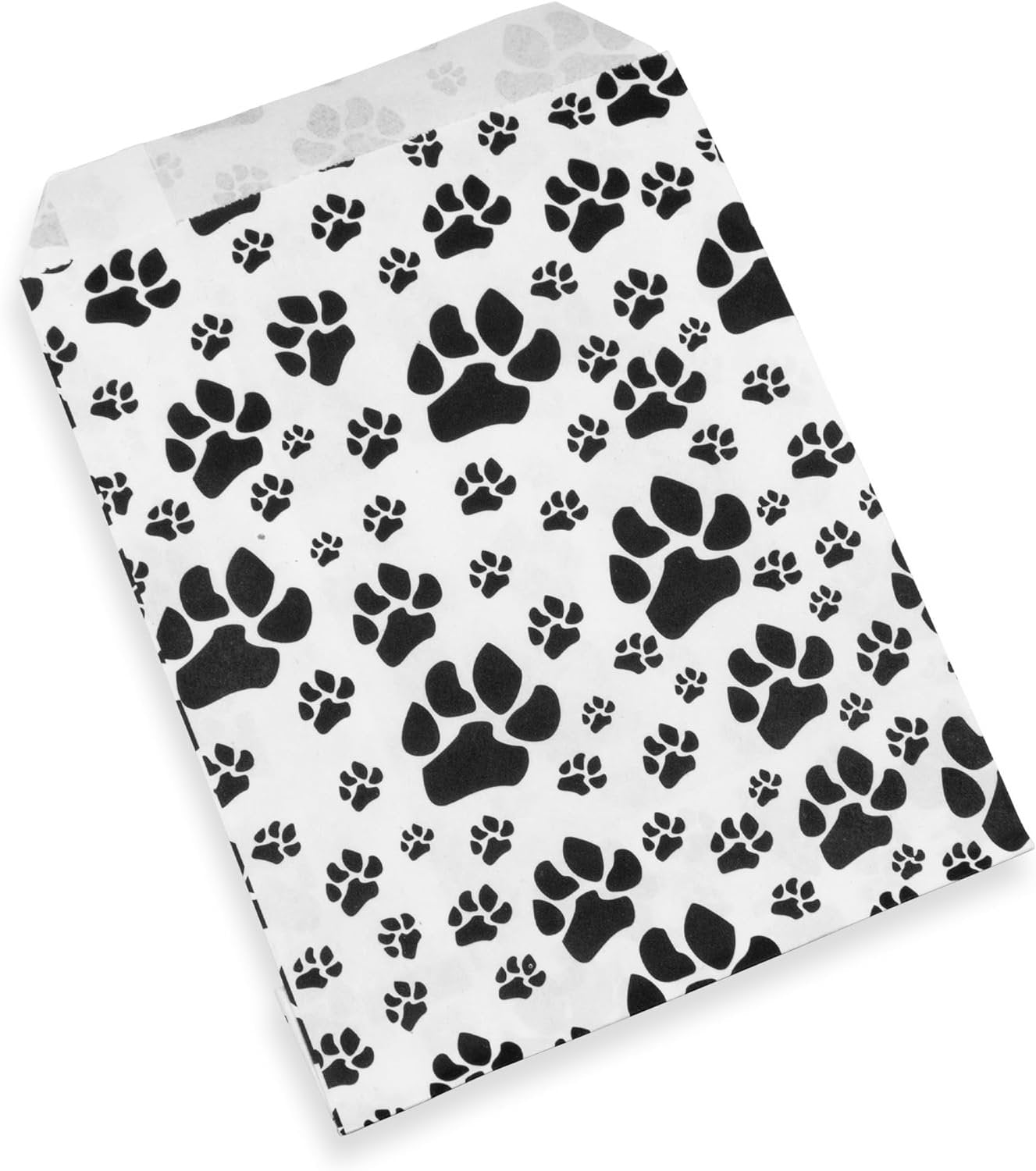 20 White or Brown Bags of our Decorative Flat Paper Gift Bags - Paw-Print Pattern for Sales/Treats/Parties Cookies/Gifts