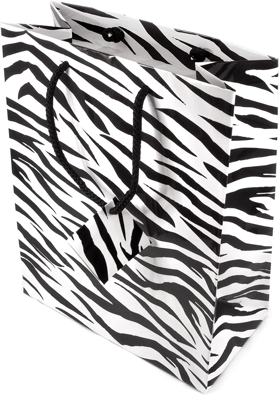 N’icePackaging – 10 Qty – Zebra Paper Tote Gift Bags (3in x 2in x 3.5in) – For Birthdays/Holidays/Parties/Gifts/Sales/Showers/Special Occasions – 4 Sizes