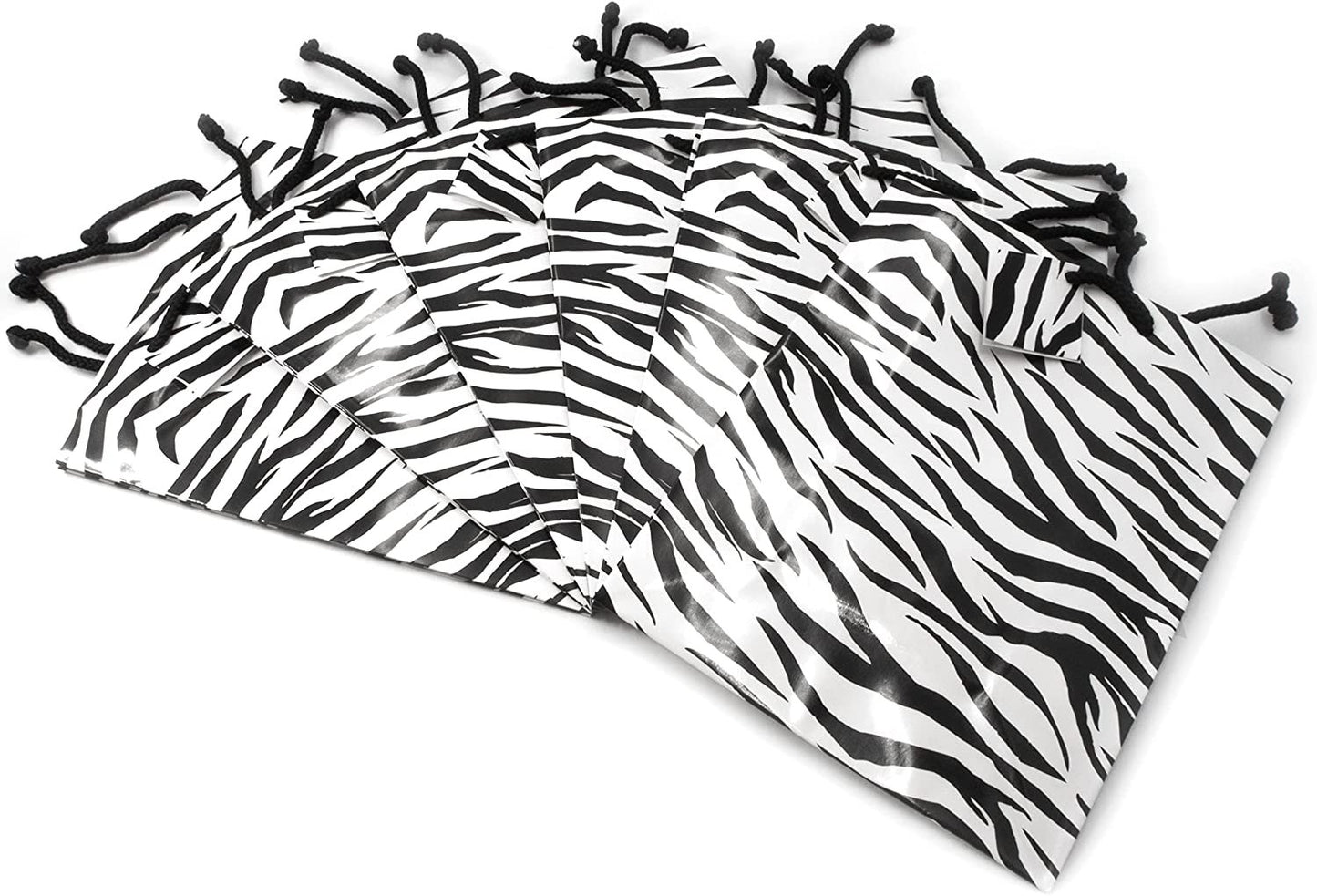 N’icePackaging – 10 Qty – Zebra Paper Tote Gift Bags (3in x 2in x 3.5in) – For Birthdays/Holidays/Parties/Gifts/Sales/Showers/Special Occasions – 4 Sizes