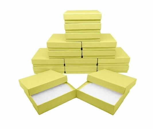 Yellow Kraft Cotton Filled Boxes - 5 7/16" x 3 1/2" x 1"H