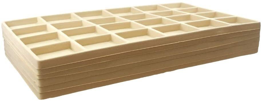 N'icePackaging - 24 Slot (2 1/8" x 1 3/4") Flocked Storage Tray Inserts - For Merchandise Jewelry & Organization