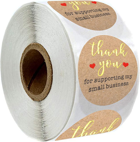 N’icePackaging – 500 Qty – 1 inch Thank You for Supporting My Small Business Stickers – Self-Adhesive – for Decoration/Sales/Branding/Envelopes