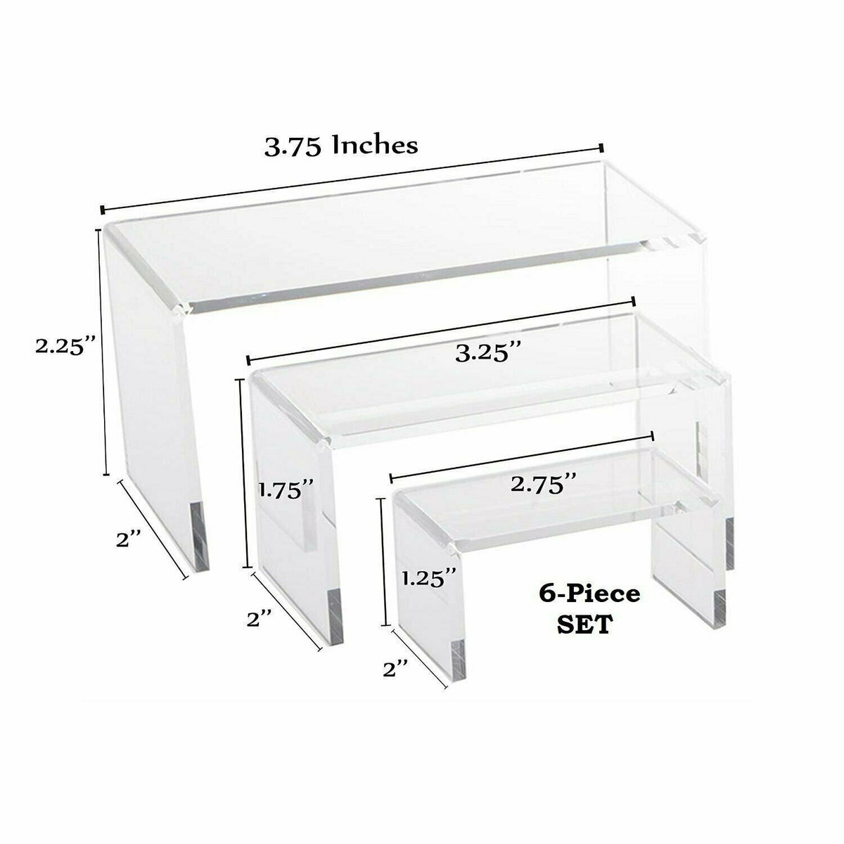 Packaging Riser 4 Sets, 3 Piece Acrylic Riser Set (Small Rectangle - 12 Pieces) – N ...
