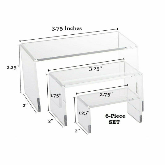 4 Sets, 3 Piece Acrylic Riser Set (Small Rectangle - 12 Pieces)