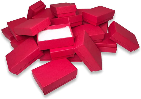 15 Qty - Red-Kraft Cotton Filled Gift Boxes - Size 2 7/16" x 1 5/8" x 13/16" - USA Made - Holidays/Birthdays/Sales/Storage/Display/Travel - N'icePackaging