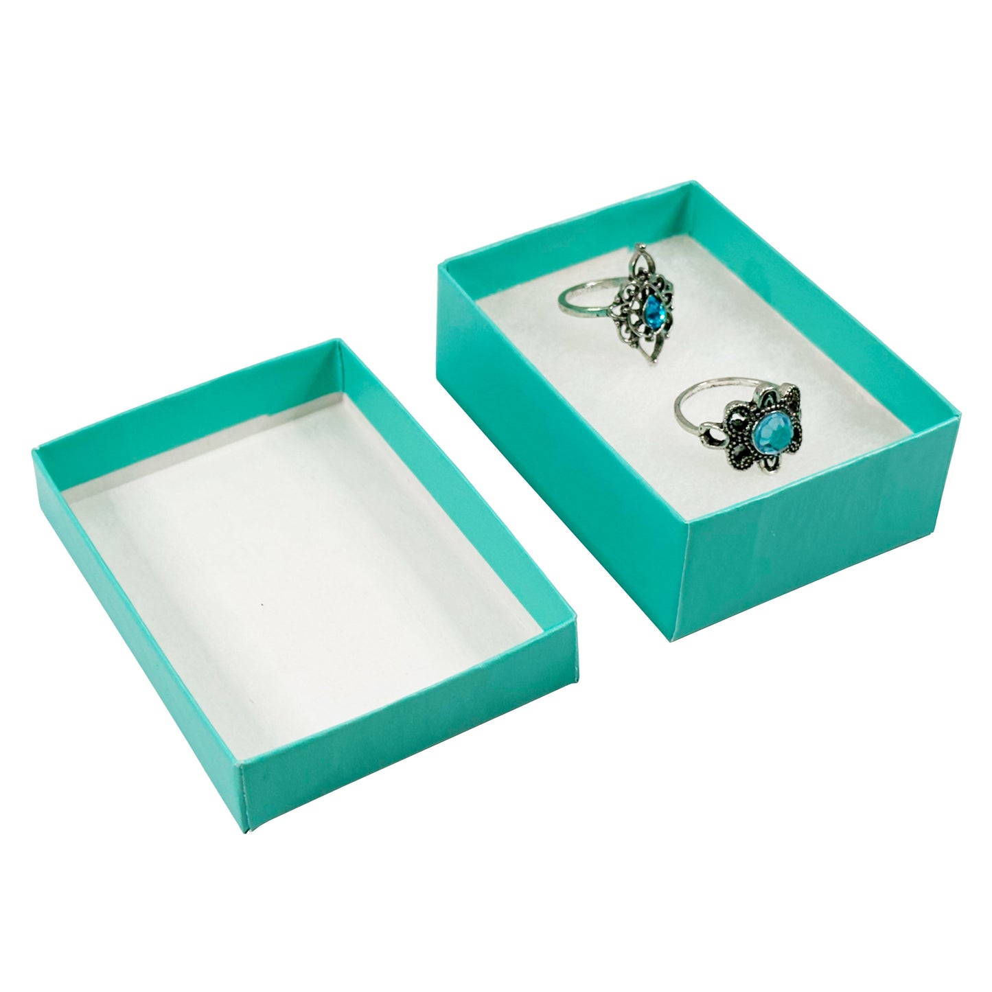 N’icePackaging – 15 Qty - Aqua Blue Cotton Filled Gift Boxes - Size 3" x 2 1/8" x 1" - USA Made - Holidays/Birthdays/Sales/Storage/Display/Travel