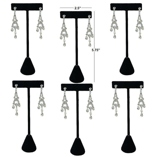 Pack of 6 Black 5.75" Earring T Stand Showcase Display, Earring T Shape Display.