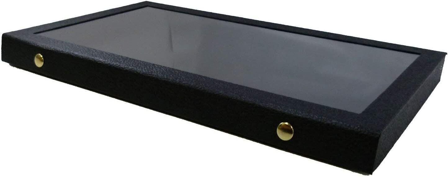 Black Jewelry Display Buckle Case 2 5/8" w Acrylic Glass Top & Pad