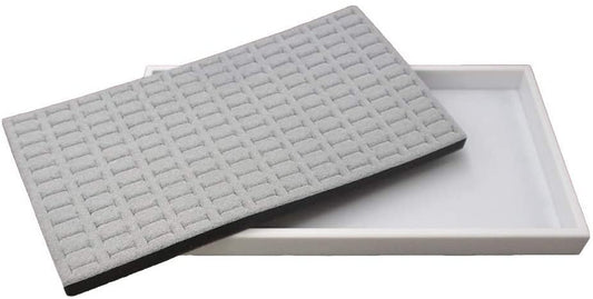 N'icePackaging 1 Qty White Plastic Jewelry Tray w/Royal Grey 144 Ct Ring Foam Insert Companion - Full Size 14.75 x 8.38 x1