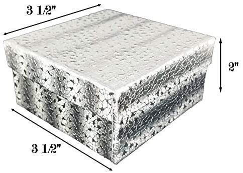 N'icePackaging - 10 Qty Silver Linen Imported Cotton Filled Gift Boxes -  3 1/4" x 2 1/4" x 1"