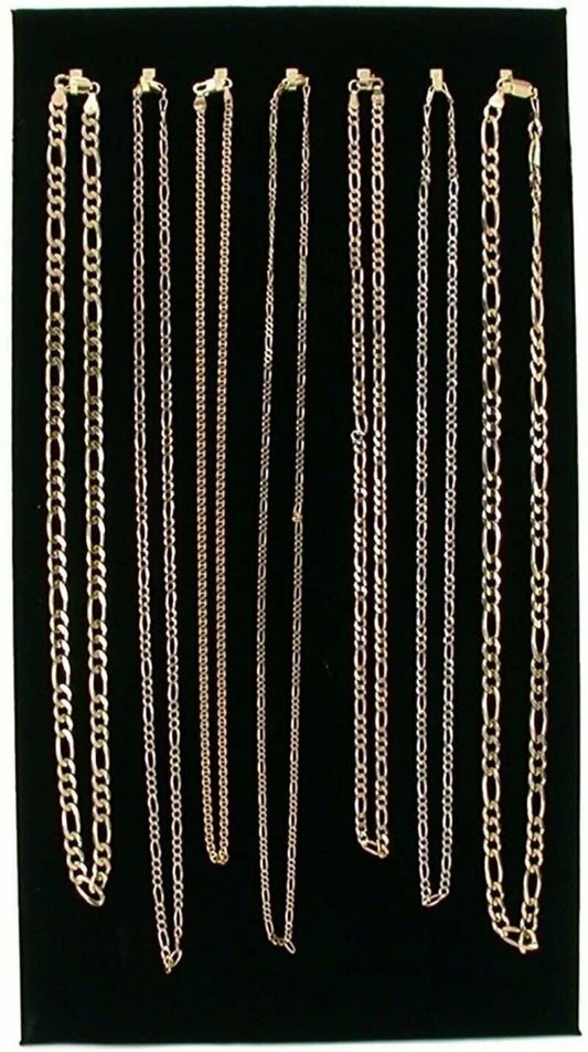 7 Hook Black Faux Leather Necklace Display Chain Pad 14 1/8 x 7 5/8