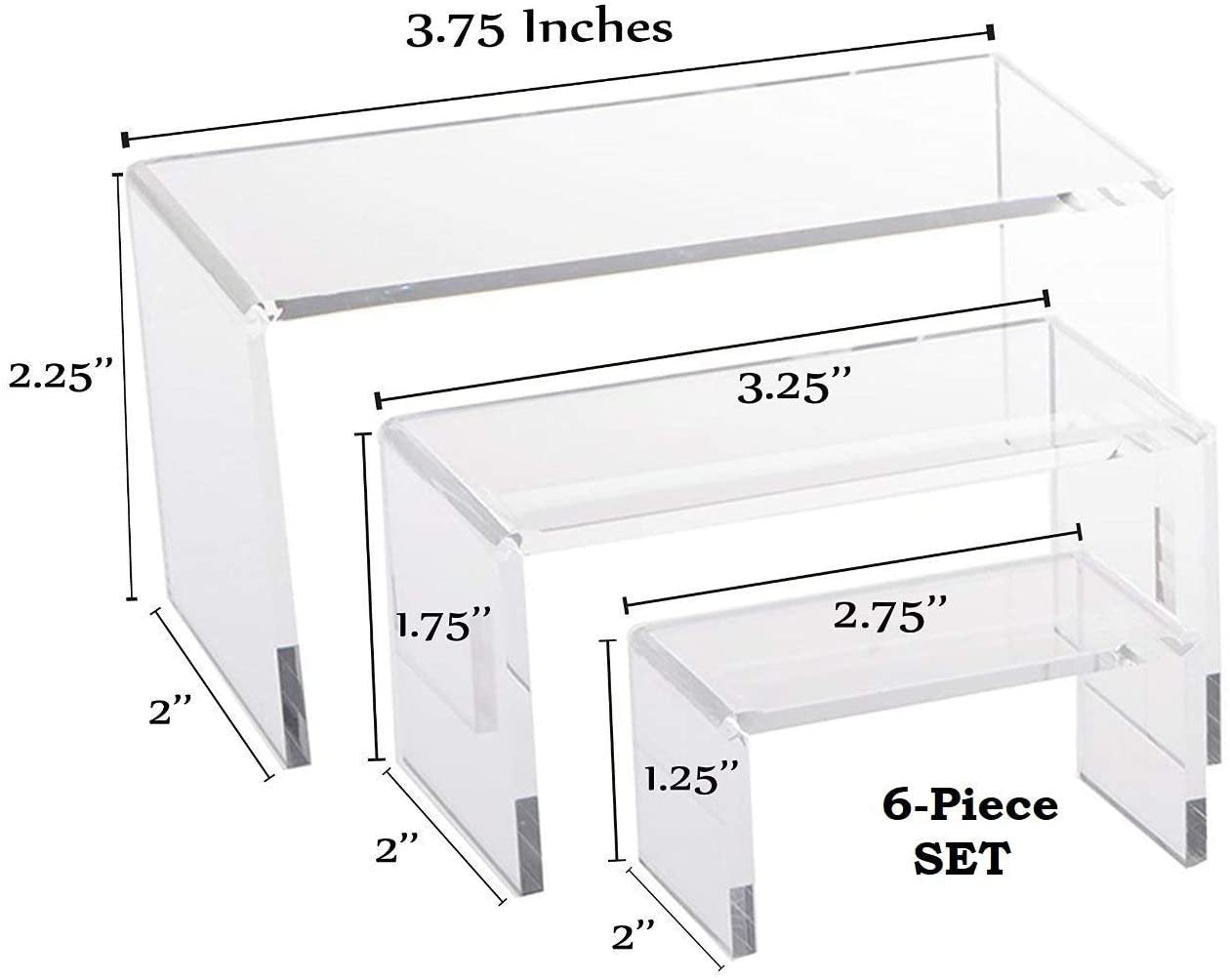 N'icePackaging 9 Piece Set - Clear Acrylic Display Risers, Acrylic Clear Riser Set