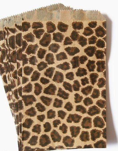 50 Qty 8.5" x 11" Cheetah Leopard/Zebra Flat Plain Paper or Patterned Bags for candy, cookies, merchandise, pens, Party favors, Gift bags