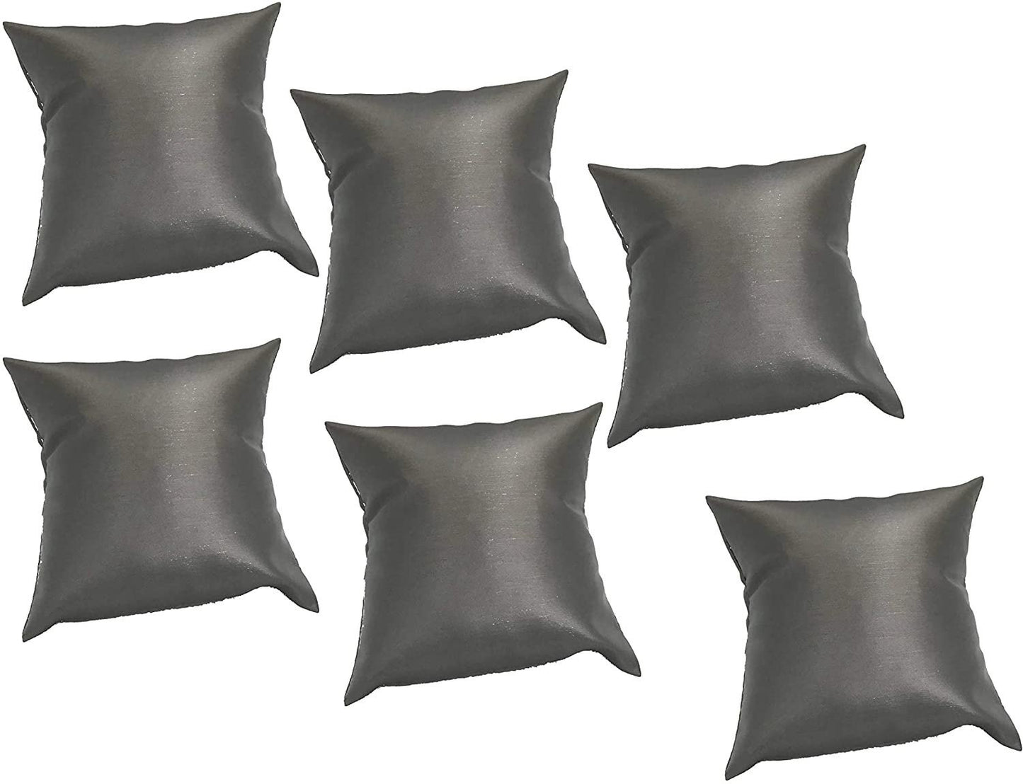 N'icePackaging 6 Qty - 5" x 5" Faux Leather Gun-Metal Grey Watch/Bangle Pillow Display -for Sales/Merchandise/Crafts/Storage/Display