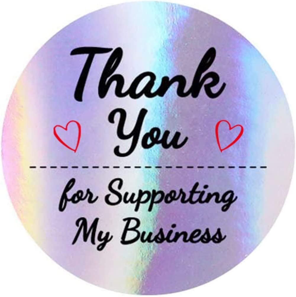 N’icePackaging – 500 Qty – 1.5 inch Thank You for Supporting My Business Stickers – Self-Adhesive – for Decoration/Sales/Branding/Envelopes (Iridescencent)