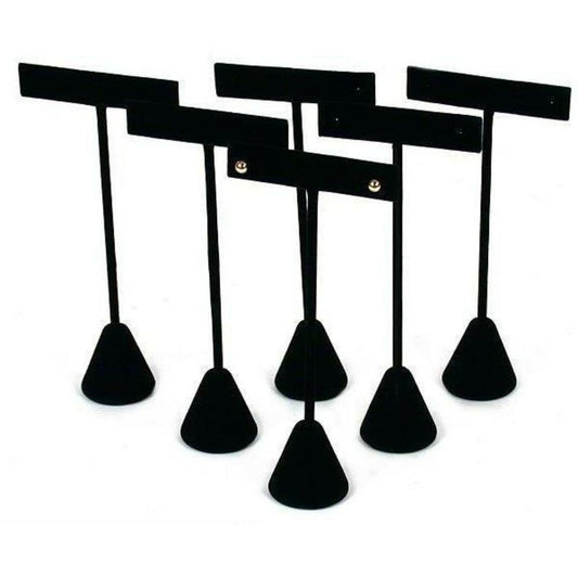 6 Qty Black Velvet 5.75" High Free-Standing Earring T-Stand Display w/ weighted base