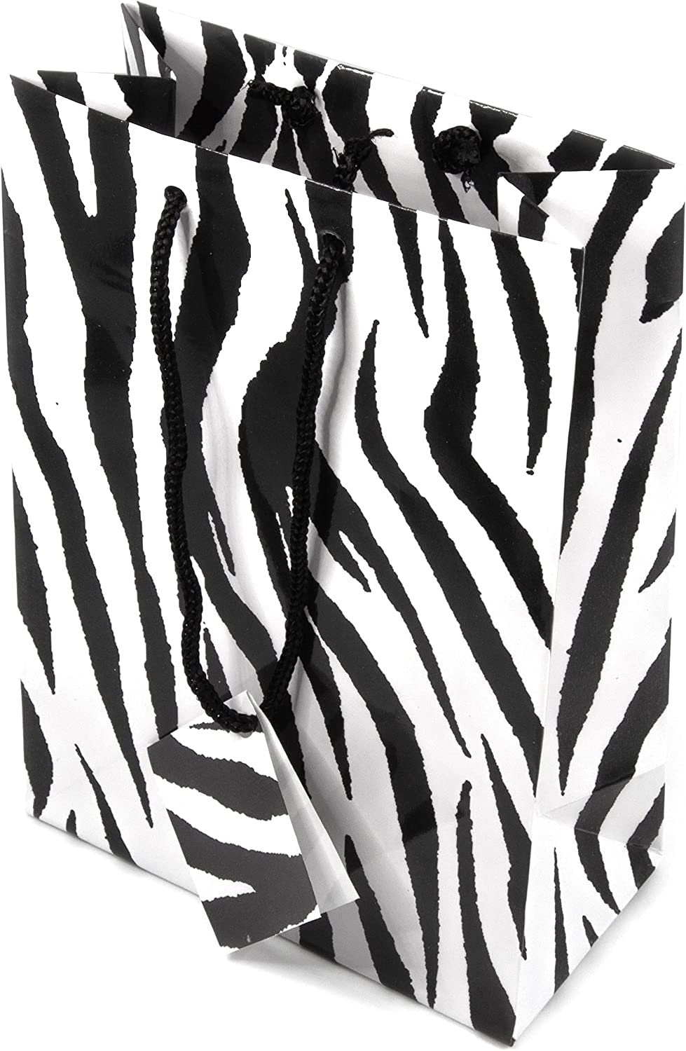 N’icePackaging – 10 Qty – Zebra Paper Tote Gift Bags (3in x 2in x 3.5in) – For Birthdays/Holidays/Parties/Gifts/Sales/Showers/Special Occasions – 4 Sizes