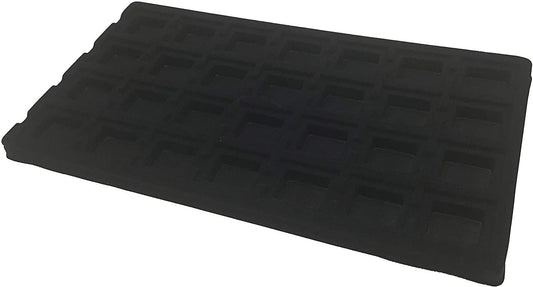 6 Qty Cowhide-Black 28 Earring Slot Flocked Storage Tray Inserts - for Merchandise Jewelry & Organization