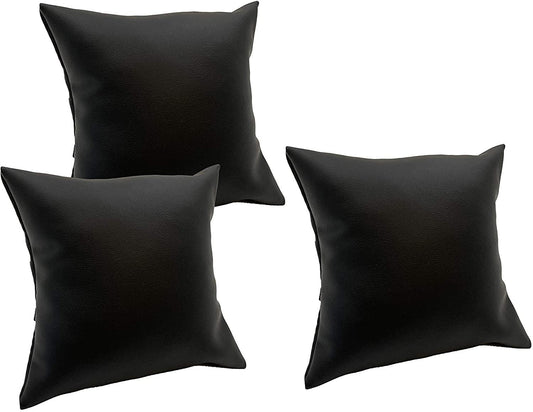 N'icePackaging 3 Qty - 5" x 5" Faux Leather Cowhide Black Watch/Bangle Pillow Display -for Sales/Merchandise/Crafts/Storage/Display