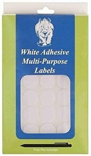 1020 All Purpose Self Adhesive Plain Round White Labels - Easy Use - 1/2...