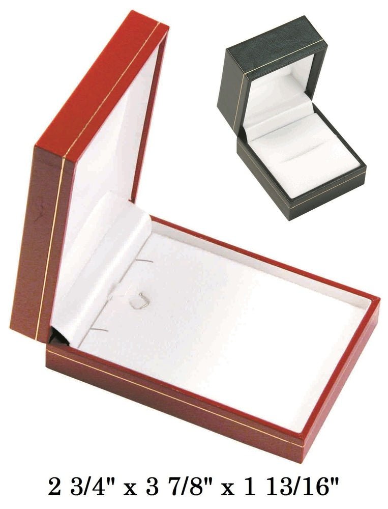 Black Large Pendant w/White Satin interior Classic Leatherette Box