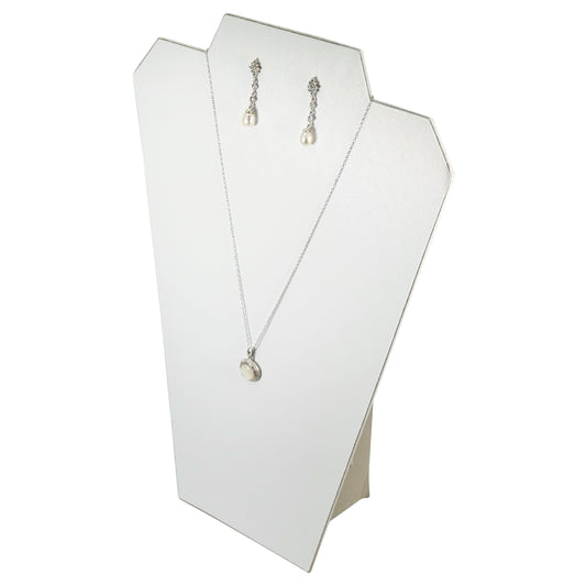 N'icePackaging - 10 Qty - Value Series 2-Notch White Leatherette Necklace Display Stand with Easel