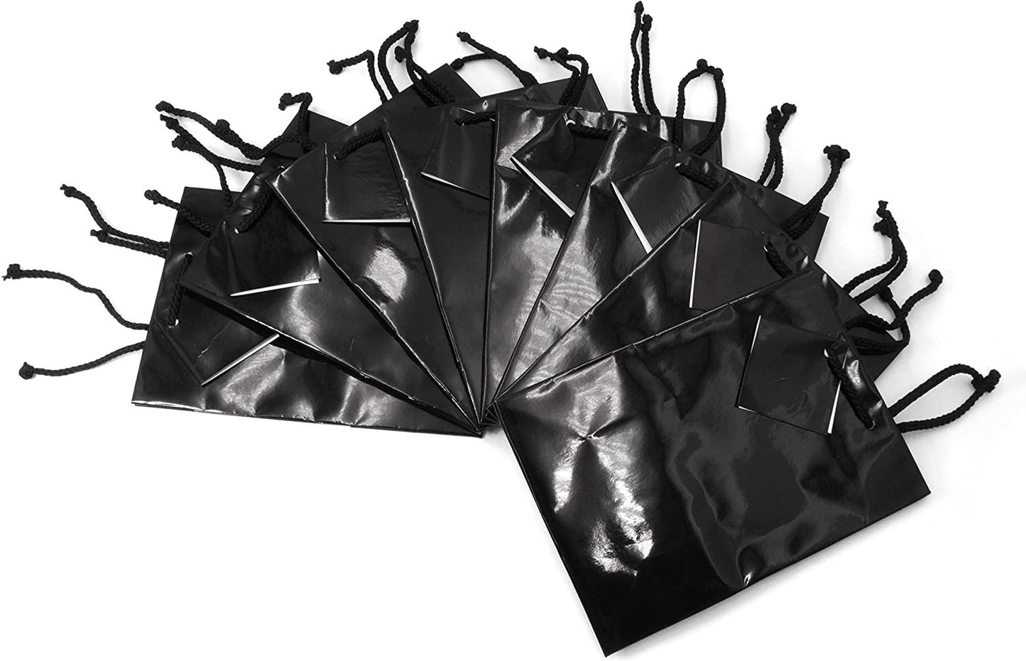 N’icePackaging – 10 Qty – Glossy Black Paper Tote Gift Bags – For Birthdays/Holidays/Parties/Gifts/Sales/Showers/Special Occasions – 4 Sizes