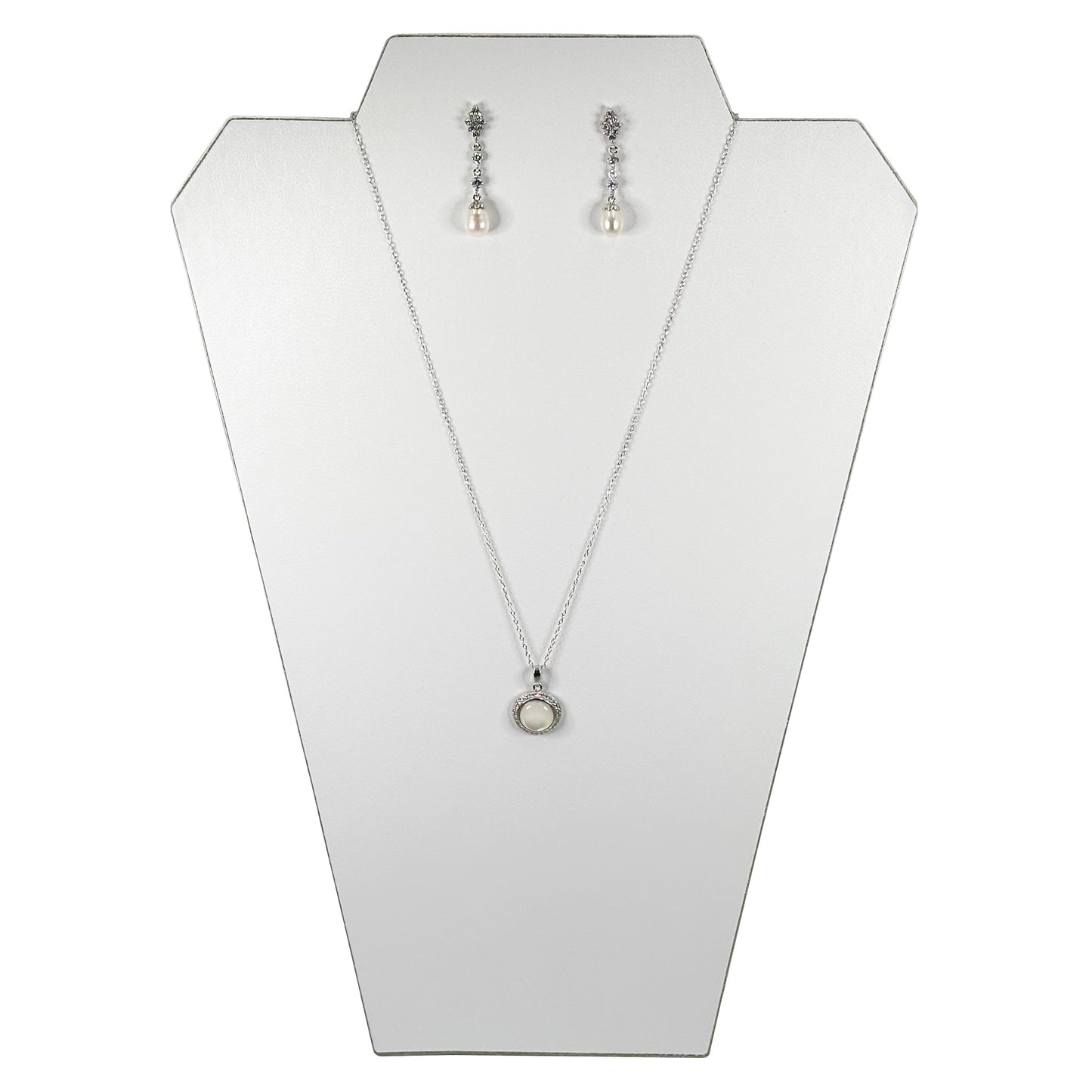 N'icePackaging - 10 Qty - Value Series 2-Notch White Leatherette Necklace Display Stand with Easel