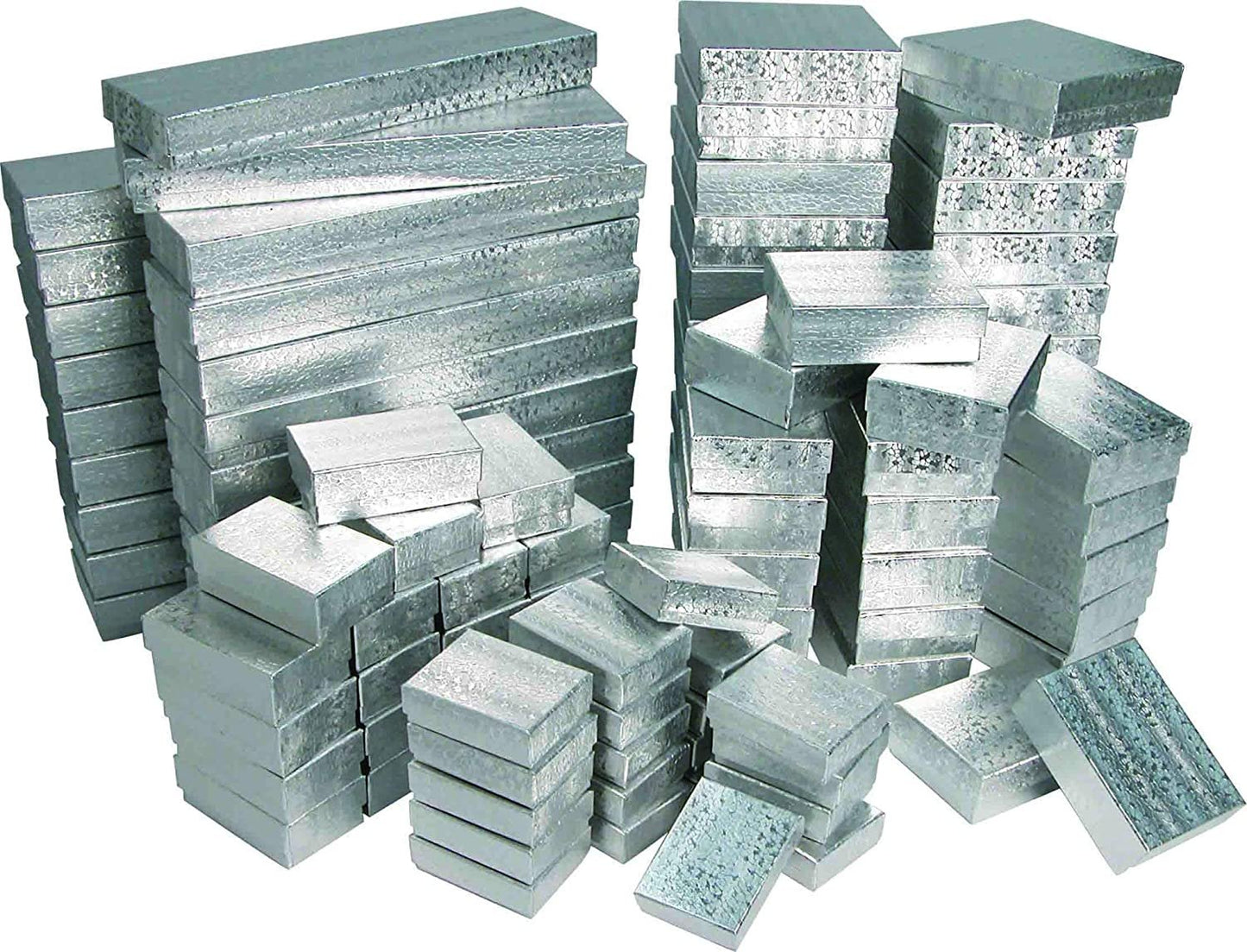 N'icePackaging – Imported Silver Swirl Cotton Filled Gift Boxes - for Rings/Earrings/Small Jewelry - 2 1/8" x 1 5/8" x 3/4"