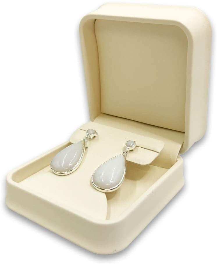 1 Qty - Soft-Touch Large Earring Honey-Cream Jewelry Box - Plush Faux Leather - Sales / Display / Gifts