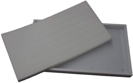 N'icePackaging 1 Qty White Plastic Jewelry Tray w/Ethereal White 144 Ct Ring Foam Insert Companion - Full Size 14.75 x 8.38 x1