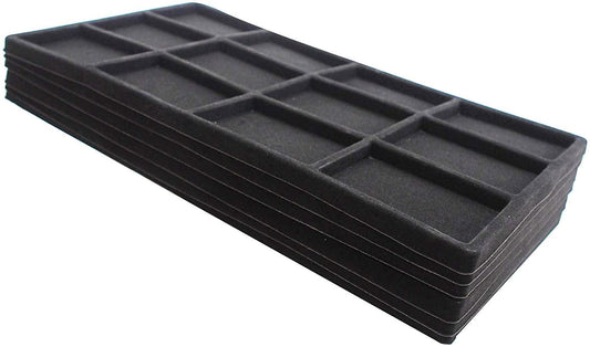 N'icePackaging - 12 Slot (3 1/4" x 2 3/8") Flocked Storage Tray Inserts - for Merchandise Jewelry & Organization - 14 1/8" x 7 5/8" x 1/2"