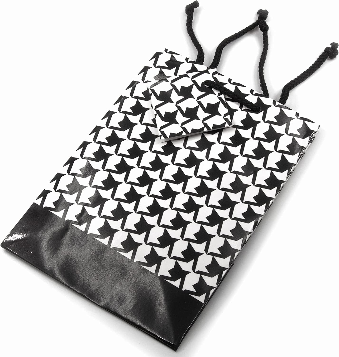 N’icePackaging – 10 Qty – Houndstooth Paper Tote Gift Bags (4in x 2.75in x 4.5in) – For Birthdays/Holidays/Parties/Gifts/Sales/Showers/Special Occasions – 4 Sizes